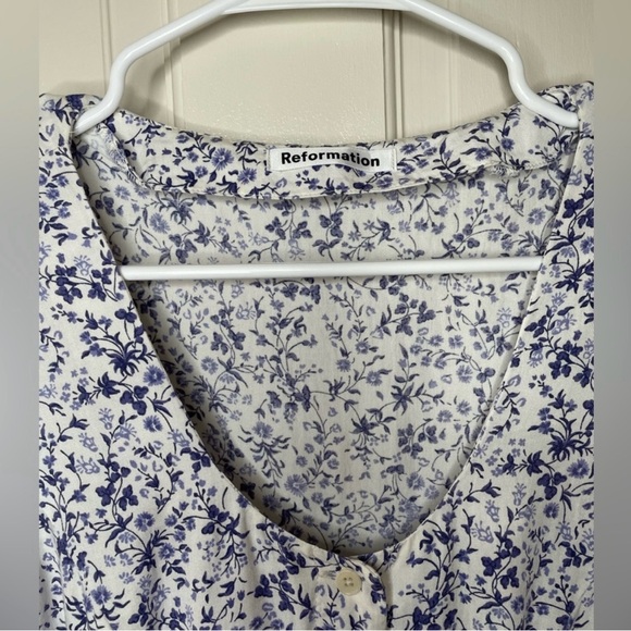 Reformation Womens Margeaux Dress Blue Floral 2 - Picture 7 of 9